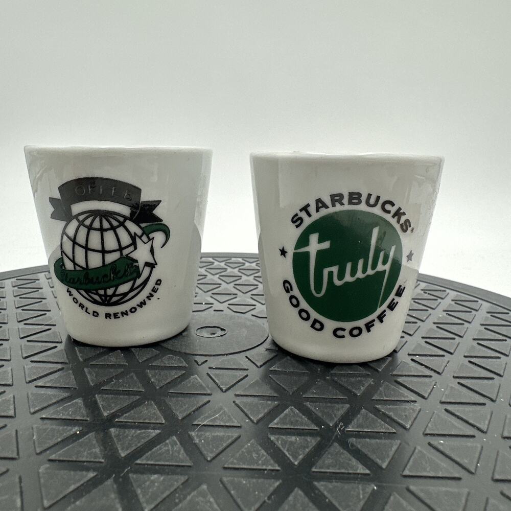 2 Starbucks Coffee Master Espresso Shot Glasses / Tasting Cups White Truly